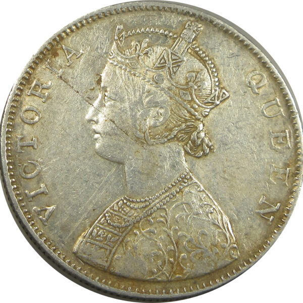 1862 One Rupee Queen Victoria Madras Mint Non-Dotted Series GK 270 | B1 Obverse