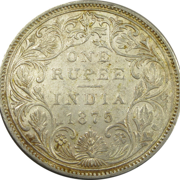 1875 Silver One Rupee Queen Victoria Bombay Mint | GK 424