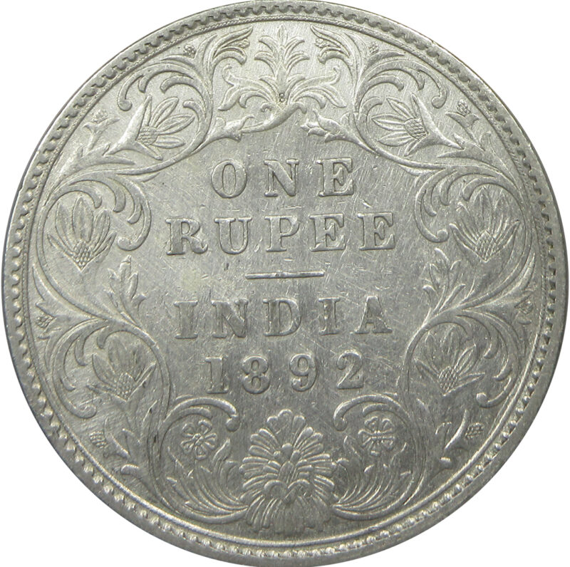 1892 Silver One Rupee Victoria Empress Bombay Mint | GK 572