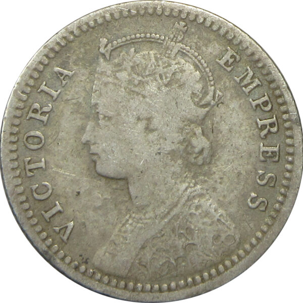 1896 quarter rupee coin - Calcutta Mint GK 728
