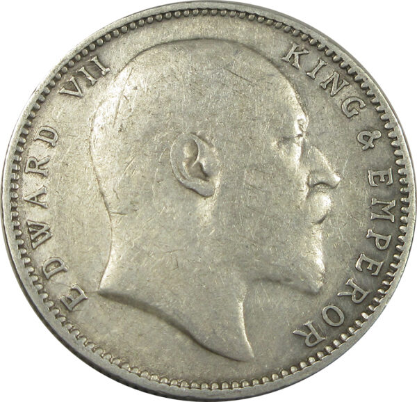 1903 1 Rupee King Edward VII Calcutta Mint GK 924 | Die Fill Error in Rev Rare - Image 2