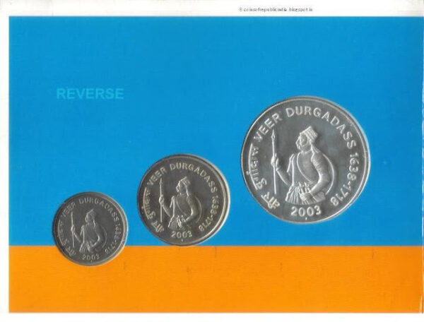 2003 - Veer Durgadass Rathore - UNC Set 3 Coins - Image 4
