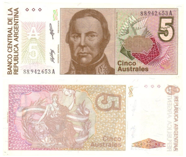 Argentina 5 Australes Banco Central de la República Argentina