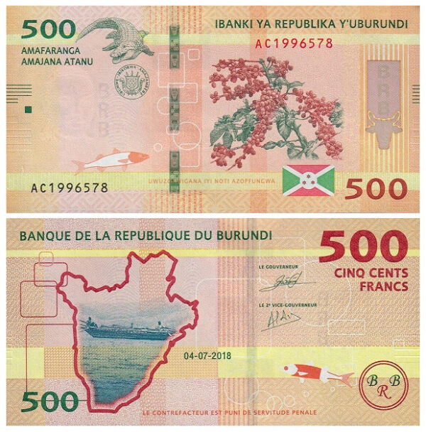 Burundi 500 Francs / Amafaranga Banknote 2018