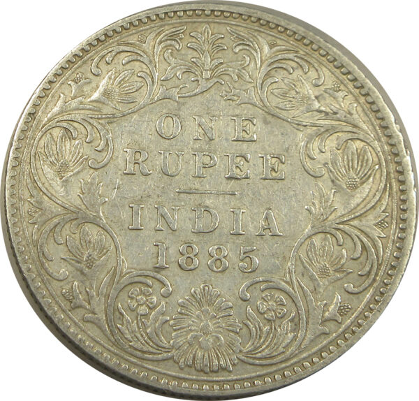 1885 Silver One Rupee Victoria Empress Bombay Mint Raised B GK 504