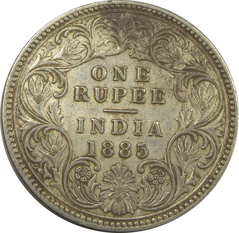 1885 Silver One Rupee Victoria Empress Calcutta Mint GK 519