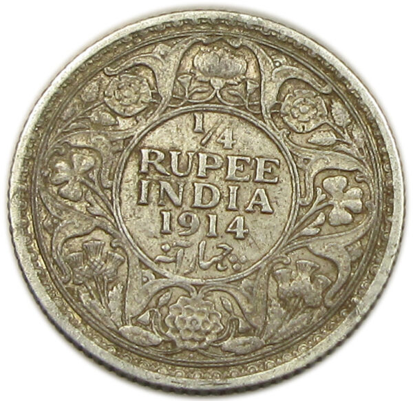 1914 1/4 Rupee King George V Bombay Mint GK 1086