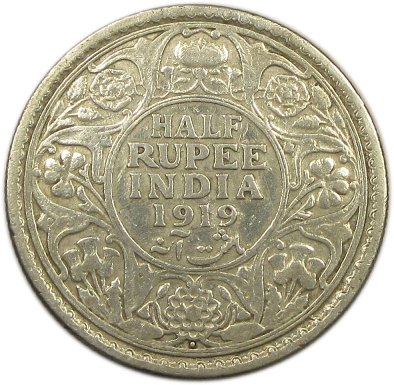 1919 Half Rupee King George V Bombay Mint GK 1057