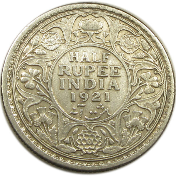 1921 Half Rupee King George V Calcutta Mint GK 1058