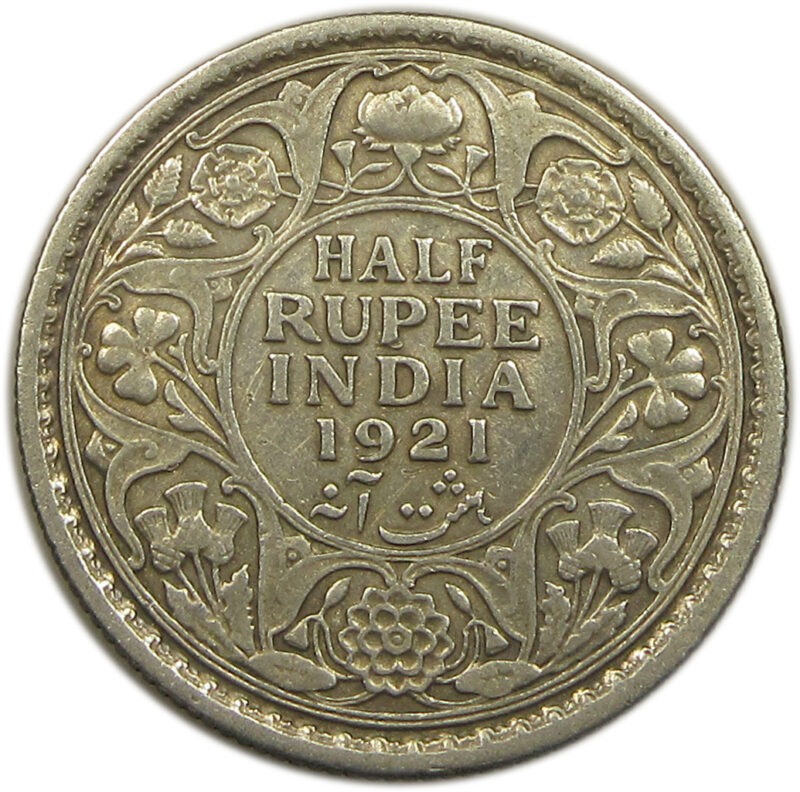 1921 Half Rupee King George V Calcutta Mint GK 1058