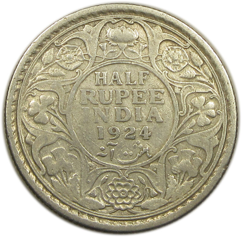 1924 Half Rupee King George V Calcutta Mint GK 1063