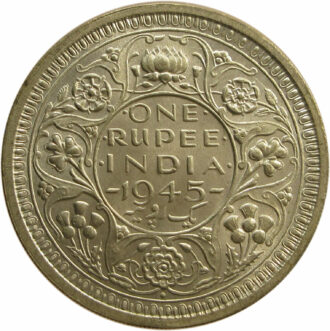 1945 One Rupee King George VI Bombay Mint UNC with Die Crack Error
