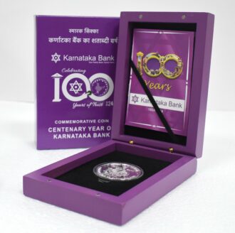 Karnataka Bank – Celebrating 100 Years of Trust | Rs. 100 Proof Coin | MDF Box